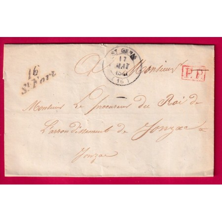 CURSIVE 16 ST FORT CHARENTE INFERIEURE CAD TYPE 14 ST GENIS CHAARENTE INFERIEURE + PP ROUGE POUR JONZAC 1841 LETTRE