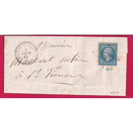 N°22 GC 2833 PEYRAT LE CHATEAU HAUTE VIENNE CAD TYPE 22 POUR ST LEONARD INDICE 14 LETTRE