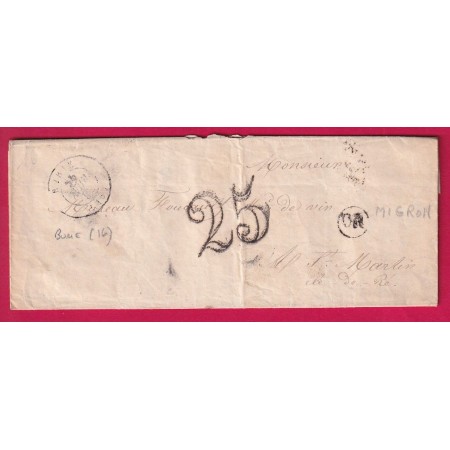 CAD BURIE CHARENTE INFERIEURE OR MIGRON POUR ST MARTIN ILE DE RE 1852  LETTRE