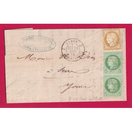 N°53 59 GC 6123 PARIS 2 LA VILETTE 2 POUR SENS YONNE LETTRE