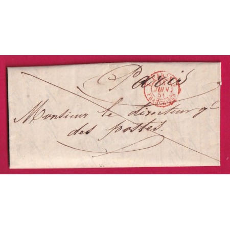 LETTRE EN FRANCHISE DES POSTES DE PARIS POUR PARIS POUR LE DIRECTEUR DES POSTES CACHET CABINET DANS TEXTE 1851 LETTRE
