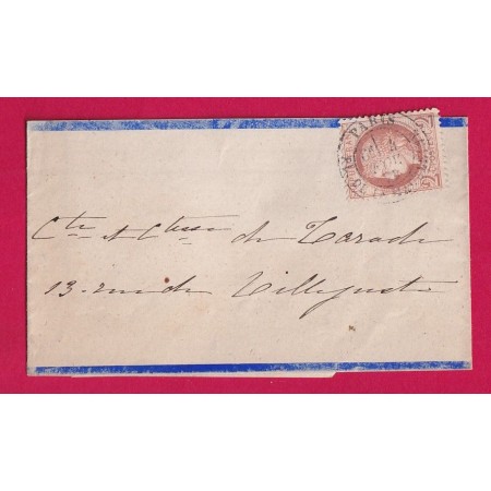 N°51 CAD PARIS PL DE LA MADELEINE POUR PARIS BANDE COMPLETE SANS CACHET ARRIVE LETTRE