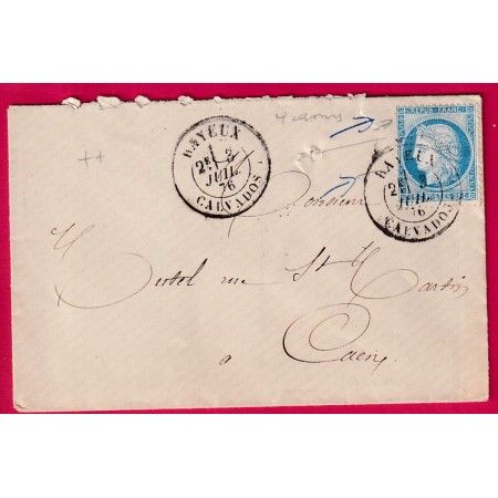 N°60 VARIETE GRIFFES CAD TYPE 18 BAYEUX CALVADOS POUR CAEN LETTRE