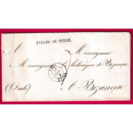 FRANCHISE EVECHE DE TULLE CORREZE 1841 POUR BEANCON DOUBS LETTRE