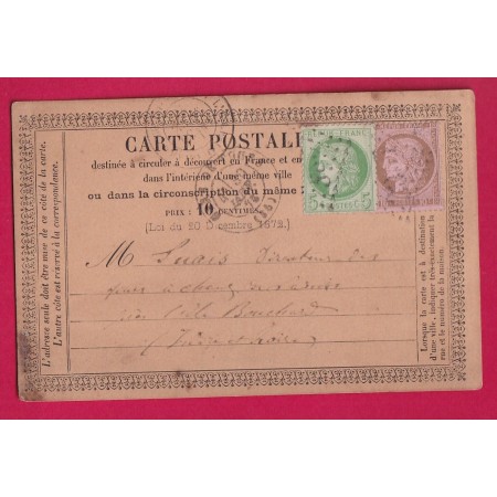 N° 53 54 GC 3997 GARE DE TOURS INDRE ET LOIRE CARTE PRECURSEUR POUR ISLE BOUCHARD LETTRE