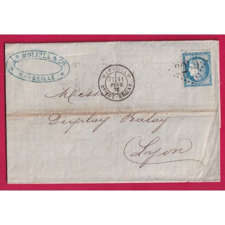 N°60 GC 2240 MARSEILLE CAD TYPE 18 BOUCHES DU RHONE POUR LYON RHONE LETTRE