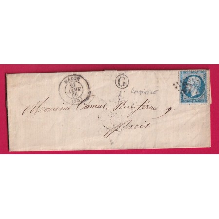 N°22 GC 2152 MACON SAONE ET LOIRE BOITE RURALE G CHAINTRE POUR PARIS LETTRE