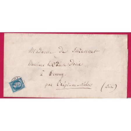 N°22 CAD PARIS R DU FAUBG ST HONORE POUR CREPY EN VALOIS OISE DOUBLE PORT INDICE 17 EN SIMPLE PORT LETTRE