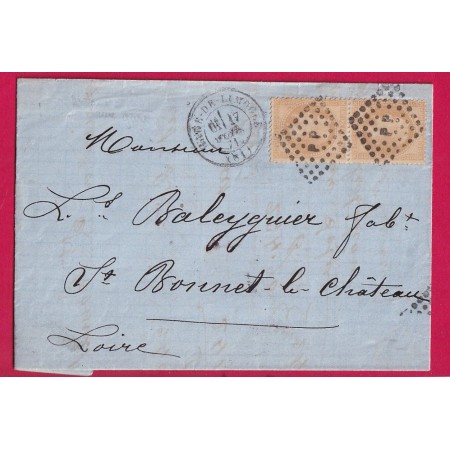N°28 PAIRE CAD GARE DE LIMOGES HAUTE VIENNE AMBULANT PP SUR TIMBRE POUR ST BONNET LE CHATEAU LOIRE LETTRE