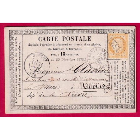 N°55 GC 3523 ST BENIN D'AZY NIEVRE CAD TYPE 16 POUR NEVERS CARTE PRECURSEUR LETTRE