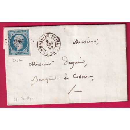 N°10 PC 2967 ST AMAND EN PUISAYE NIEVRE 1853 POUR COSNE LETTRE