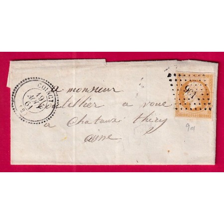 N°13 PC 901 COINCY AISNE CAD TYPE 22 POUR CHATEAU THIERRY LETTRE