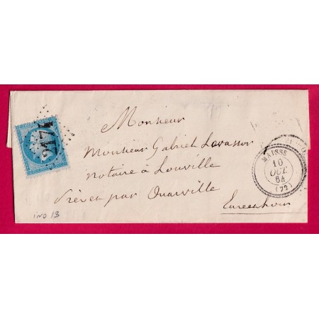 N°22 GC 2174 MAISSE SEINE ET OISE CAD TYPE 22 POUR OUARVILLE EURE ET LOIR INDICE 13 AU DOS PARIS SUD OUEST DE JOUR PARIS