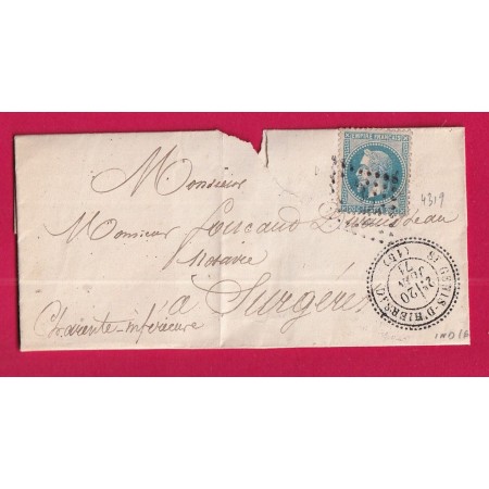 N°29 GC 4319 ST GENIS D'HIERSAC CHARENTE CAD TYPE 24 POUR SURGERES INDICE 16 LETTRE