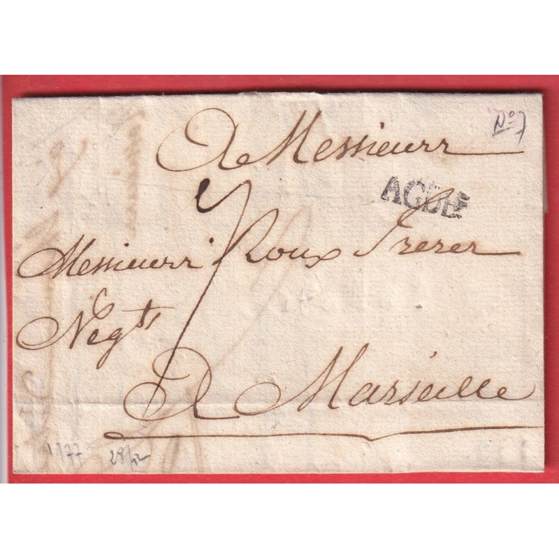 MARQUE AGDE HERAULT LN°7 1777 MARSEILLE BOUCHES DU RHONE