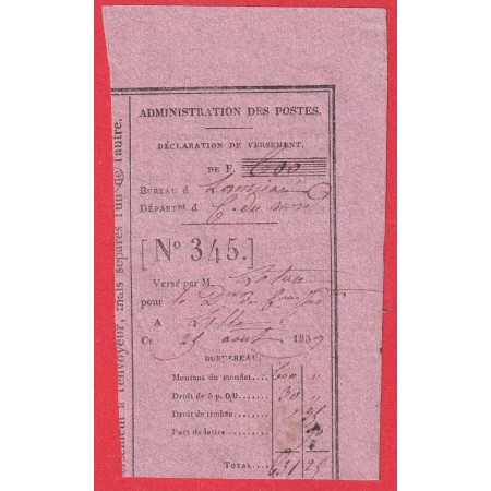 CAD TYPE 13 TOURCOING NORD BOITE RURALE D HALLOUIN + AVIS DE CHARGEMENT 1839 TAXE MANUSCRIT 14 LANNION COTES DU NORD