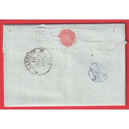 CAD TYPE 13 TOURCOING NORD BOITE RURALE D HALLOUIN + AVIS DE CHARGEMENT 1839 TAXE MANUSCRIT 14 LANNION COTES DU NORD