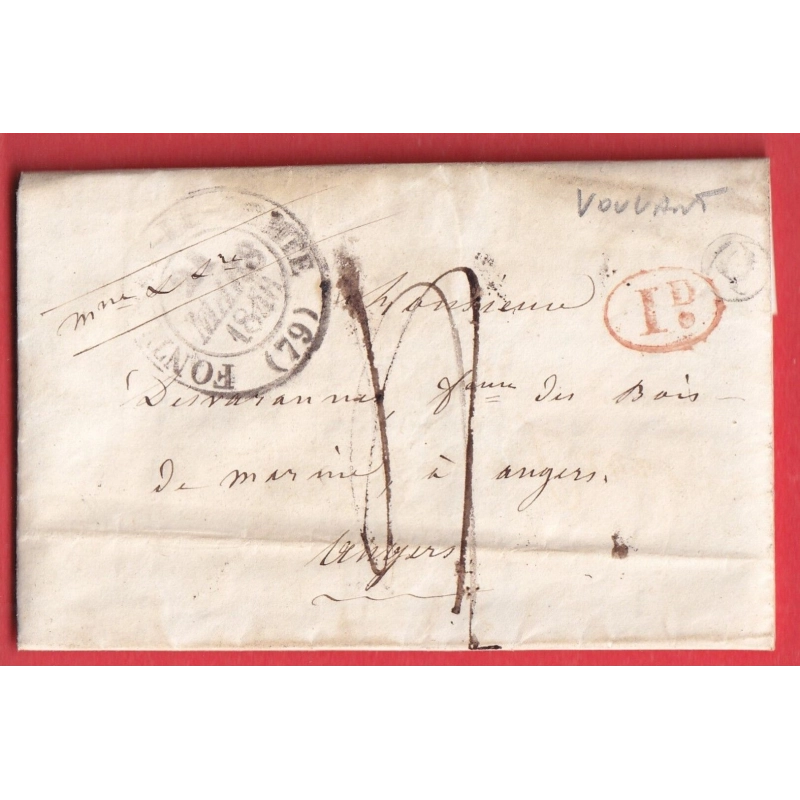 CAD TYPE 13 FONTENAY LE COMTE DECIME + BOITE RURALE D VOUVANT VENDEE ANGERS 1846