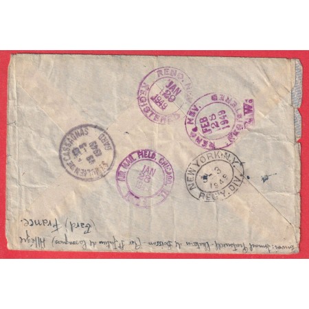 NIMES GARD 1949 GANDON RENO NEVADA USA RECOMMANDE RETOUR ENVOYEUR