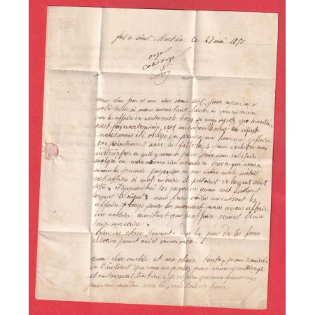 CAD TYPE 15 TROYES AUBE BOITE RURALE B ST MARTIN 1850