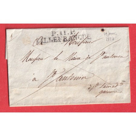 MARQUE P11P VILLEFRANCHE AVEYRON 1827 ST ANTONIN TARN ET GARONNE INDICE 11 CACHET DE MAIRIE AU DOS