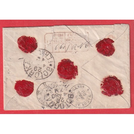 N°70 89 ALAIS GARD 1880 LETTRE CHARGE BOLOGNA ITALIE ITALIA