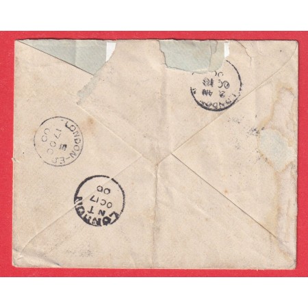 N°89 83 TYPE SAGE LYON LA GUILLOTIERE 1900 TAXE 3 PENCE LONDRES LONDON GRANDE BRETAGNE