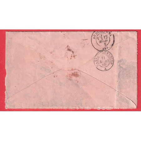 1869 LOUISVILLE VIA NEW YORK USA TIMBRE FISCAL DANS TEXTE POUR AUDINCOURT DOUBS