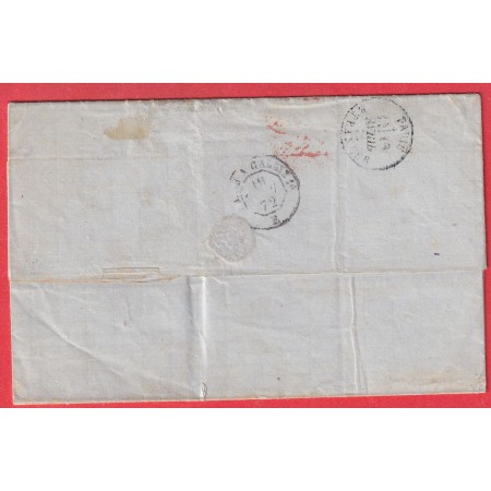 N°32 38 AMBULANT BORDEAUX A PARIS 1872 TEXTE DE BORDEAUX GIRONDE NEW ORLEANS USA ETATS UNIS