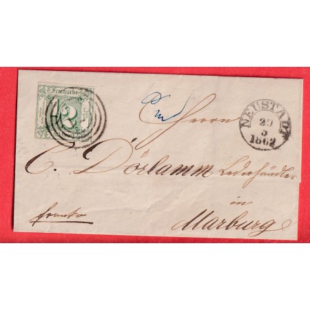 TOUR ET TAXIS N°8 NEUSTADT 1862 MARBURG ETATS DU NORD THURN UND TAXIS