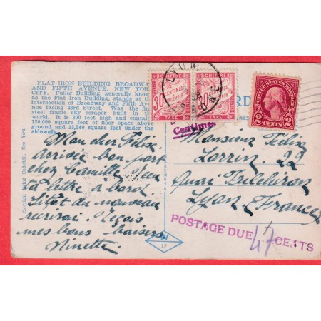 ETAS UNIS NEW YORK 1828 TAXE 60C 2 30C  ROUGE TYPE DUVAL LYON RHONE