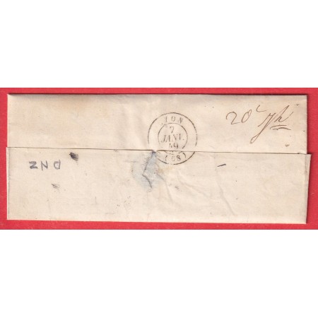 CAD GRENOBLE ISERE DU 6 JANVIER 1849 TAXE TAMPON 2 POUR LYON