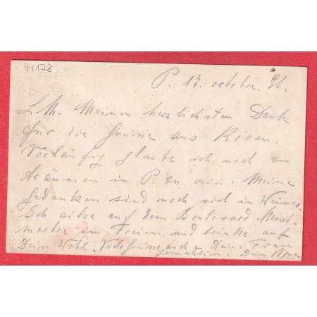 N°90 PARIS 1897 CARTE SOUVENIR VISITE TSAR DE RUSSIE  WEIMAR ALLEMAGNE TAXE 20PF AU CRAYON BLEU