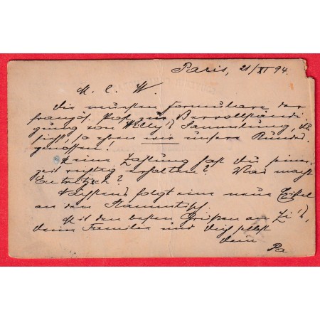 N°85 88 PARIS 1894 CARTE SOUVENIR VISITE TSAR DE RUSSIE TOULON VAR 1893 LEIPZIG ALLEMAGNE TAXE 25PF CRAYON BLEU