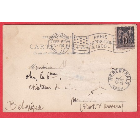N°89 PARIS EXPOSITION IUNIVERSELLE UNITED STATES POSTAL STATION US POSTAL HERENTHALS BELGIQUE CARTE POSTALE