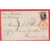 RARE TAXE 5 TAMPON EN BLEU ETATS UNIS USA N°44 NEW YORK 1878 BORDEAUX GIRONDE FRANCE