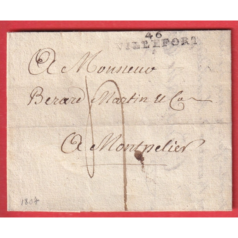 MARQUE 46 VILLEFORT LOZERE POUR MONTPELLIER 1807 INDICE 12