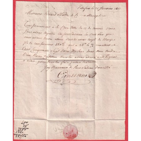 MARQUE 46 VILLEFORT LOZERE POUR MONTPELLIER 1807 INDICE 12