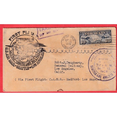 1ER VOL FIRST FLIGHT SEATTLE LOS ANGELES 1926 USA MEDFORD OREGON