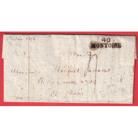 CURIOSITE MARQUE A SEC 71 ST CALAIS SARTHE + 40 MONTOIRE LOIR ET CHER 1817 POUR PARIS