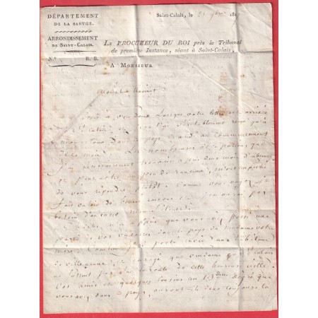 CURIOSITE MARQUE A SEC 71 ST CALAIS SARTHE + 40 MONTOIRE LOIR ET CHER 1817 POUR PARIS