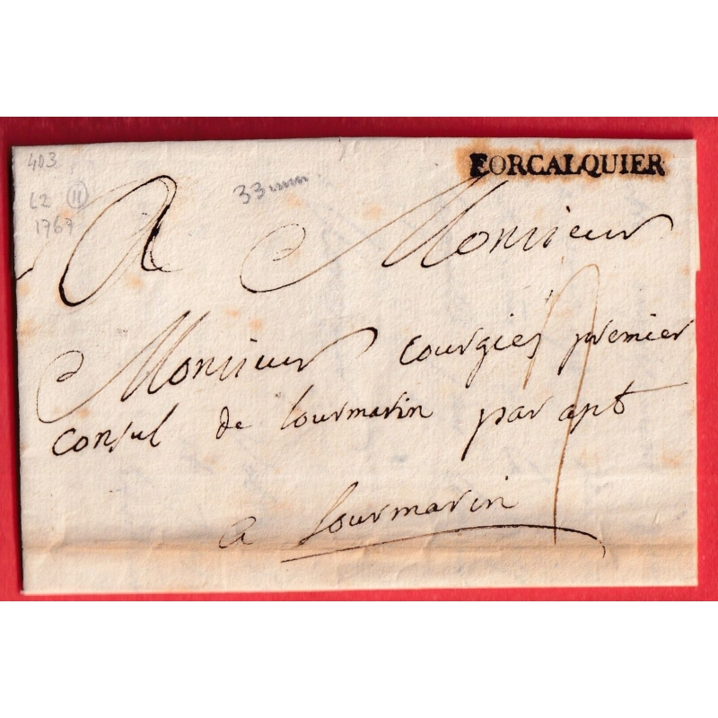 MARQUE FORCALQUIER BASSES ALPES LN°2 1767 INDICE 11 LOURMARIN VAUCLUSE