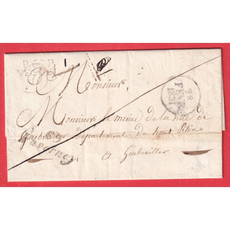 CURSIVE 69 FAVERNEY + MARQUE P69P VESOUL HAUTE SAONE 1831 GUEBWILLER HAUT RHIN RARE COMBINAISON