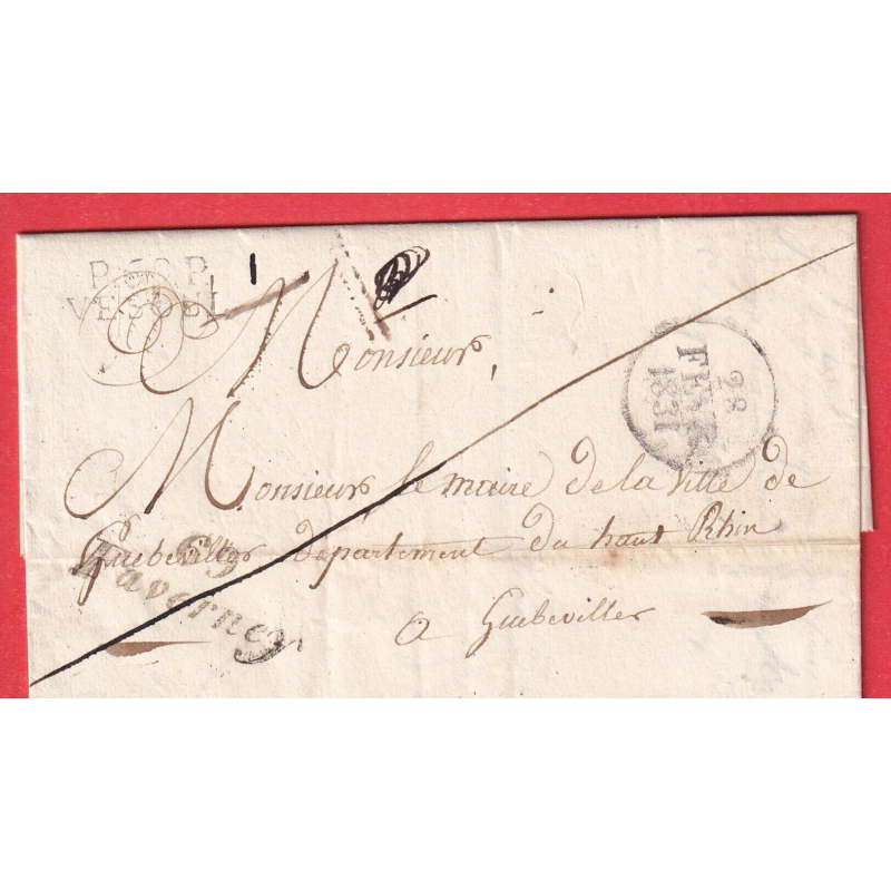 CURSIVE 69 FAVERNEY + MARQUE P69P VESOUL HAUTE SAONE 1831 GUEBWILLER HAUT RHIN RARE COMBINAISON