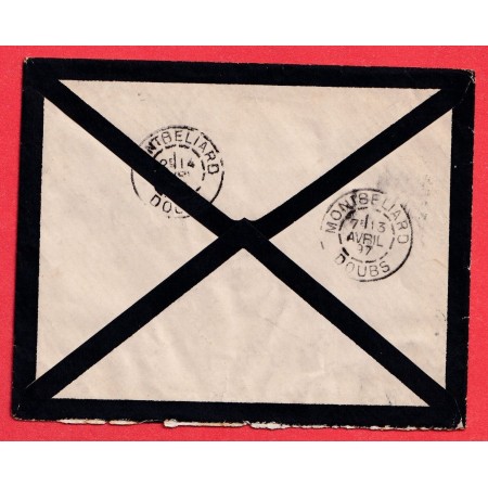 SUISSE 25C VERT ZURICH 1897 TAXE 50C TYPE DUVAL MONTBELLIERD DOUBS