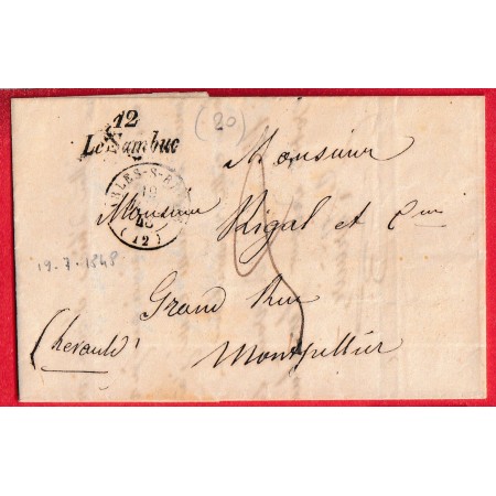 CURSIVE 12 LE SAMBUC BOUCHES DU RHONE T15 ARLES SUR RHONE 1848 MONTPELLIER RARE INDICE 20
