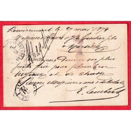 N°59 BUREAU DE PASSE 1307 DIJON CONVOYEUR STATION REMIREMONT VOSGES POUR MARSEILLE