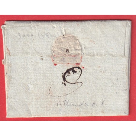 MARQUE PORT PAYE EN ROUGE + MARQUE 45 NERAC AN8 1800 LOT ET GARONNE 24X7 POUR AUCH TEXTE AVEC BILLET ANNOTATIONS