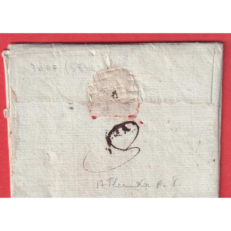 MARQUE PORT PAYE EN ROUGE + MARQUE 45 NERAC AN8 1800 LOT ET GARONNE 24X7 POUR AUCH TEXTE AVEC BILLET ANNOTATIONS