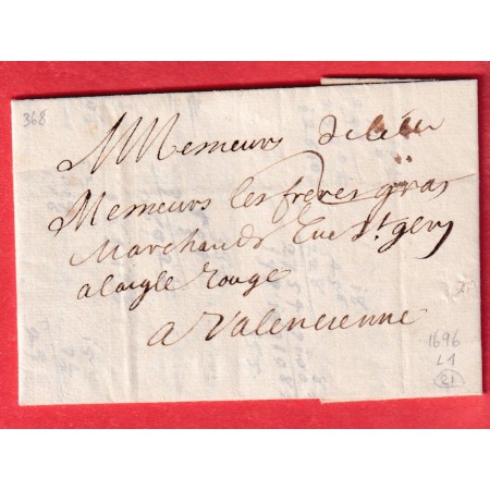 MARQUE DE LILLE MANUSCRIT 1696 LENAIN N°1 INDICE 21 VALENCIENNES NORD